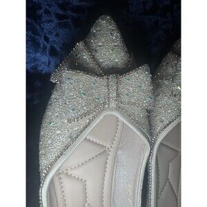 Women's Rhinestone Bow Knot Point Toe Loafers Flat Wedding Shoes Size 11